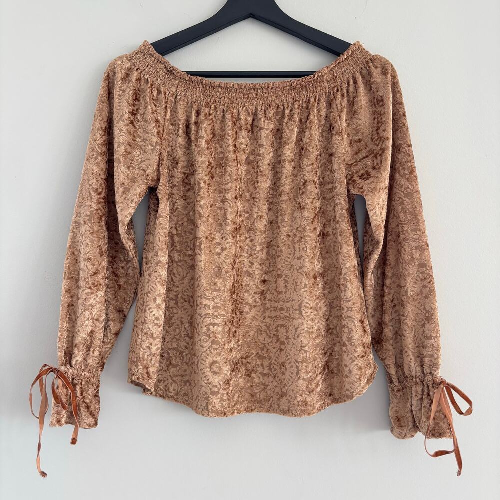Curve Appeal Top Medium Velvet Off Shoulder Tie Sleeve Whimsygoth Fairycore Boho